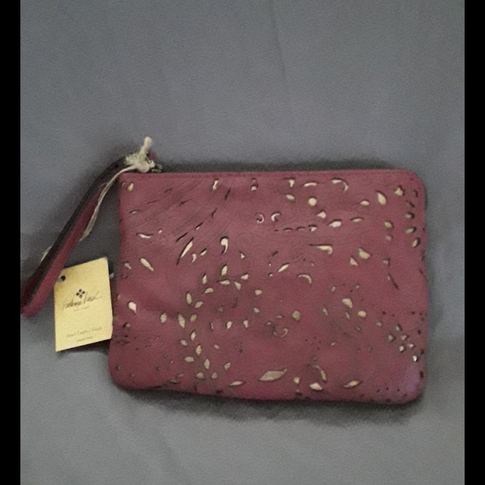 PatriciaNash rose leather wristlett excellent condition